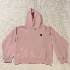 Pink Hoodie with Rose Embroidery Artist Union Cottagecore Flaws